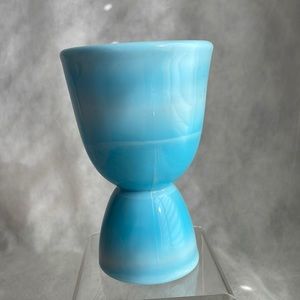 Vintage rare McKee Glass Chalaine Blue Double Egg Cup 1930's 4.25"